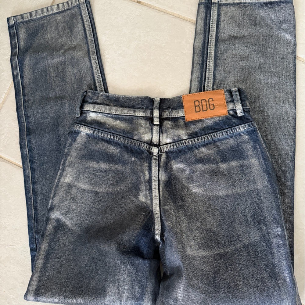 western core mob wife cowboy metallic BDG Urban Outfitters Sz 25 Silver wash - Picture 6 of 7
